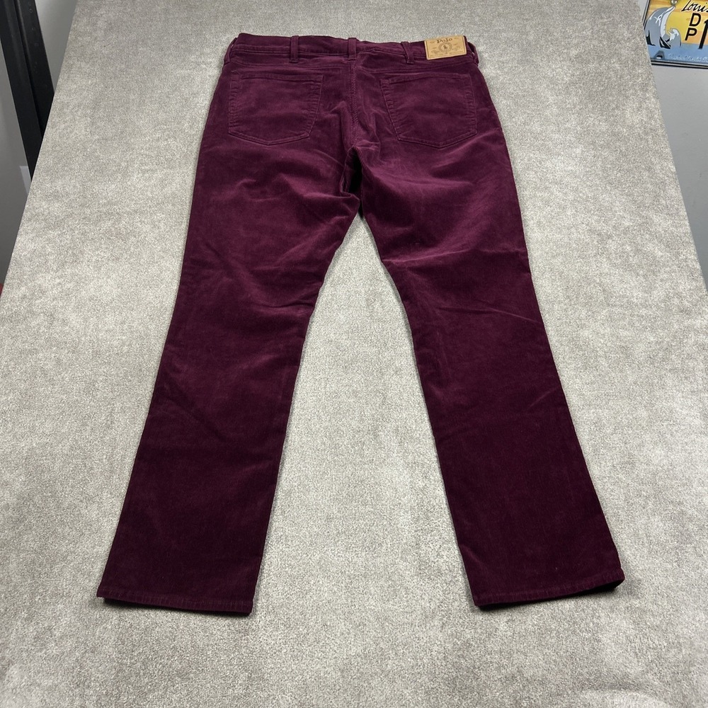 Polo Ralph Lauren Pants Mens 38 Maroon Varick Slim Straight Corduroy Chino 38x32 - Picture 6 of 10